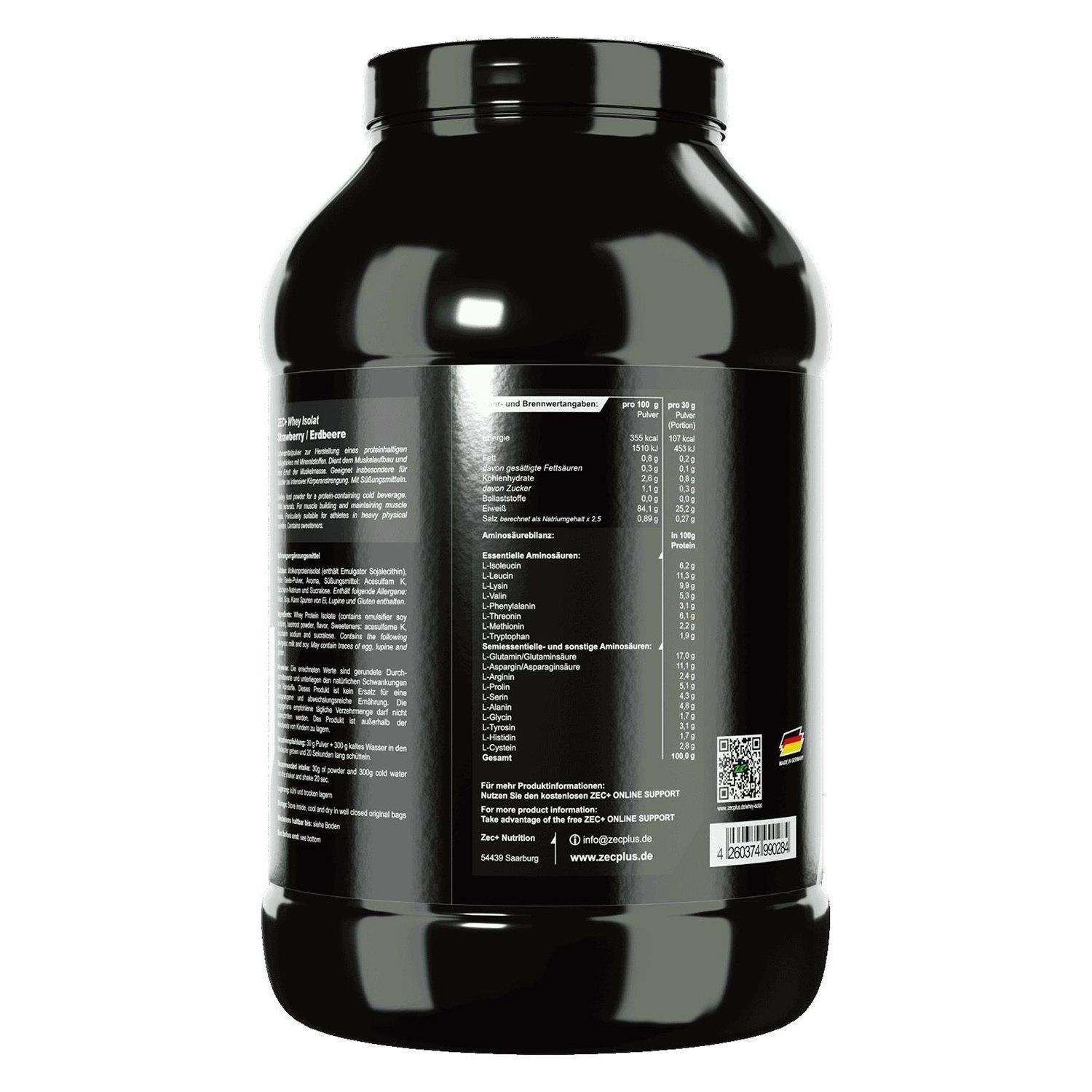 Zec+ Whey Isolat Protein/ Eiweiß Erdbeere 1000 g Pulver