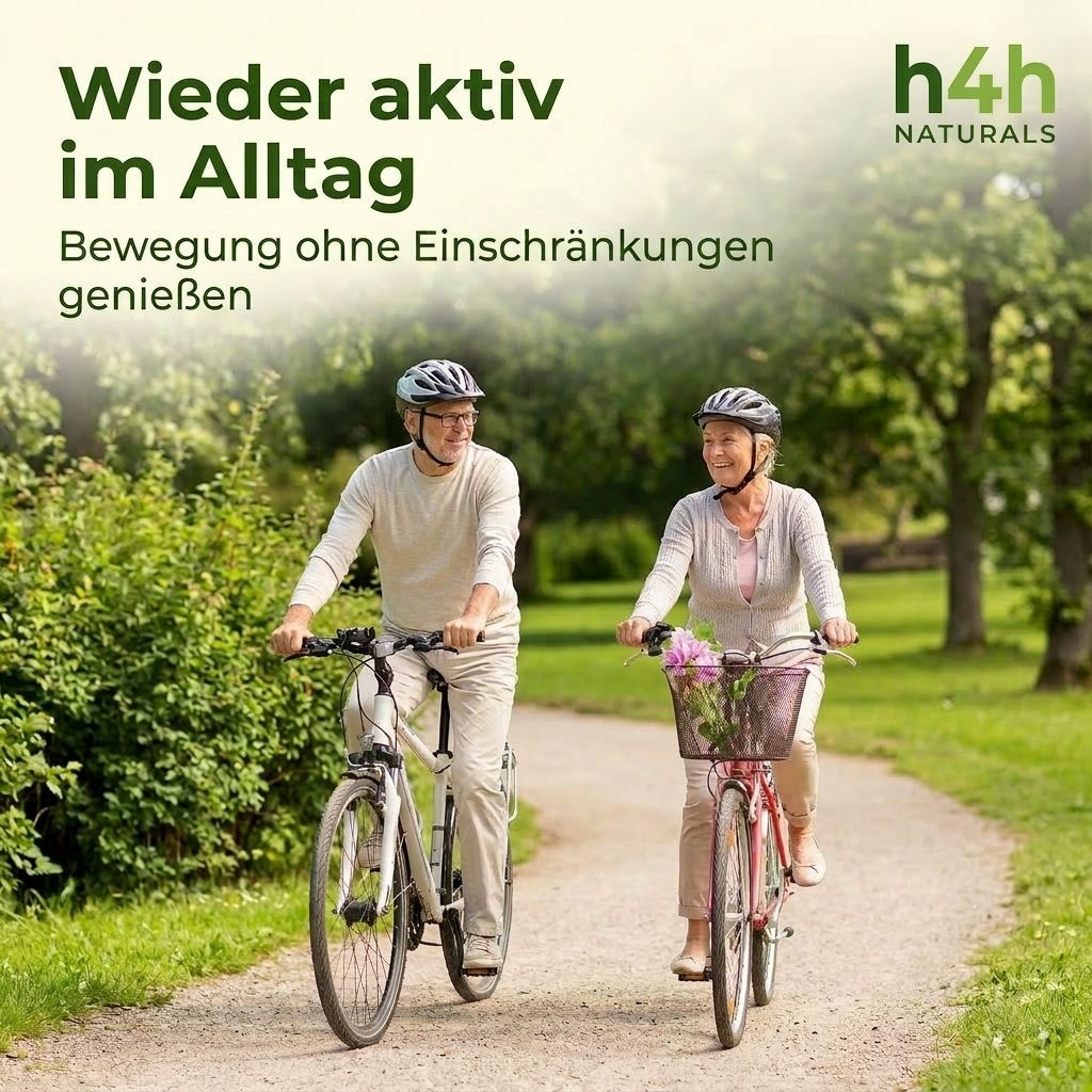 Frau trägt H4H Naturals Rapid Aktiv Gel auf ihre Schulter auf. "Natürlich Kräftige Linderung".