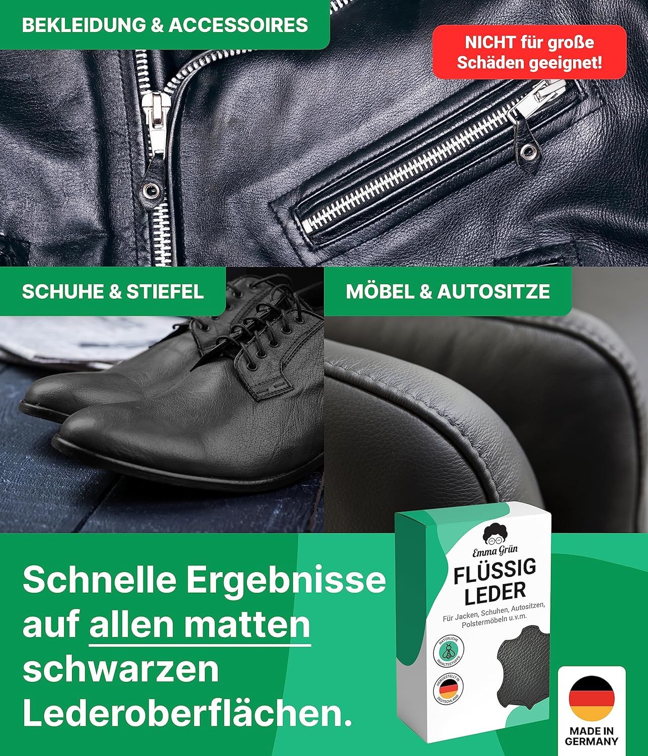 Emma Grün® Flüssigleder Reparatur Set schwarz