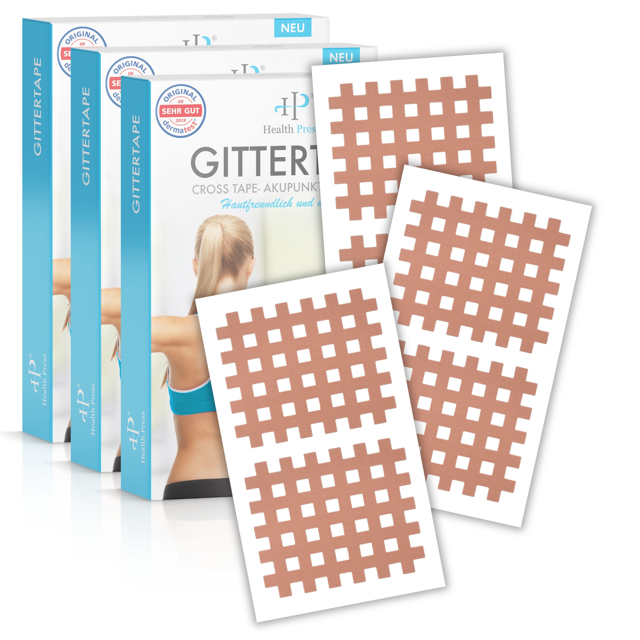 Health Press Gittertape Typ C 3er Set – Crosstape & Gitterpflaster