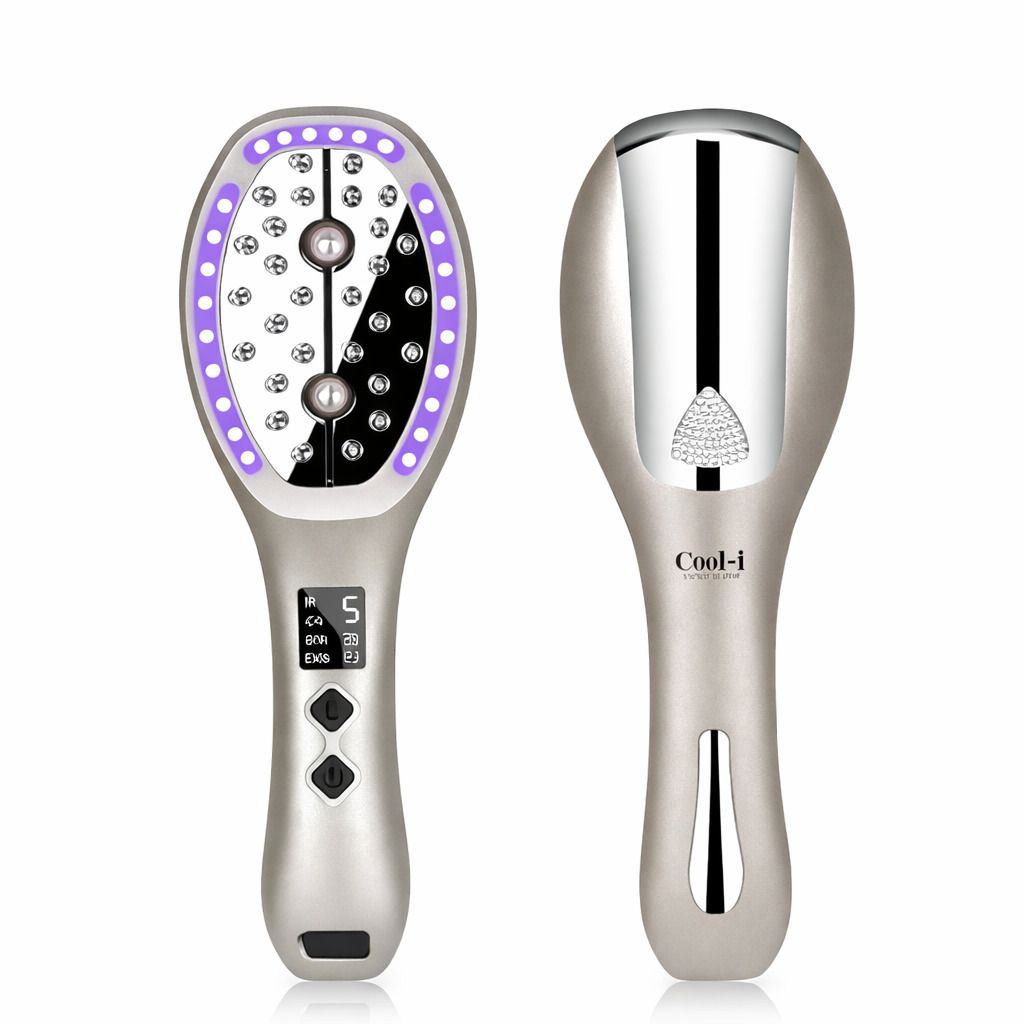 COOL-i 5 in 1 Kopfhaut Massagebürste,LED, Infrarot, Ems, Ionen & Nebel für Kopfhautpflege Pc Kamm
