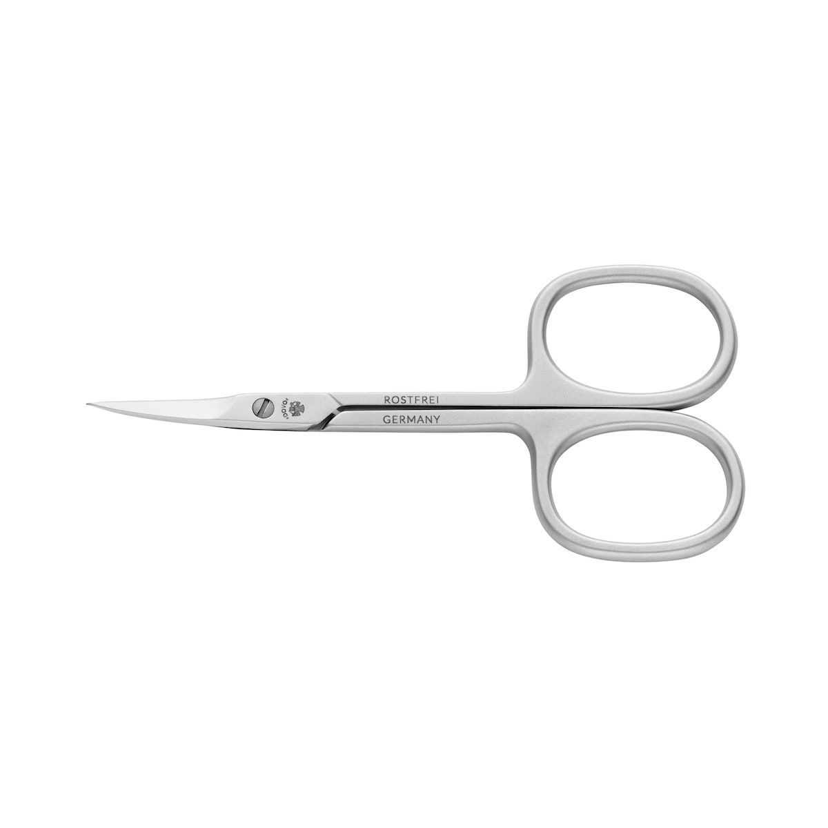 Nagelhautschere aus Edelstahl. Rostfrei, mit abgerundeten Griffen und spitzer Spitze. Hergestellt in Deutschland.