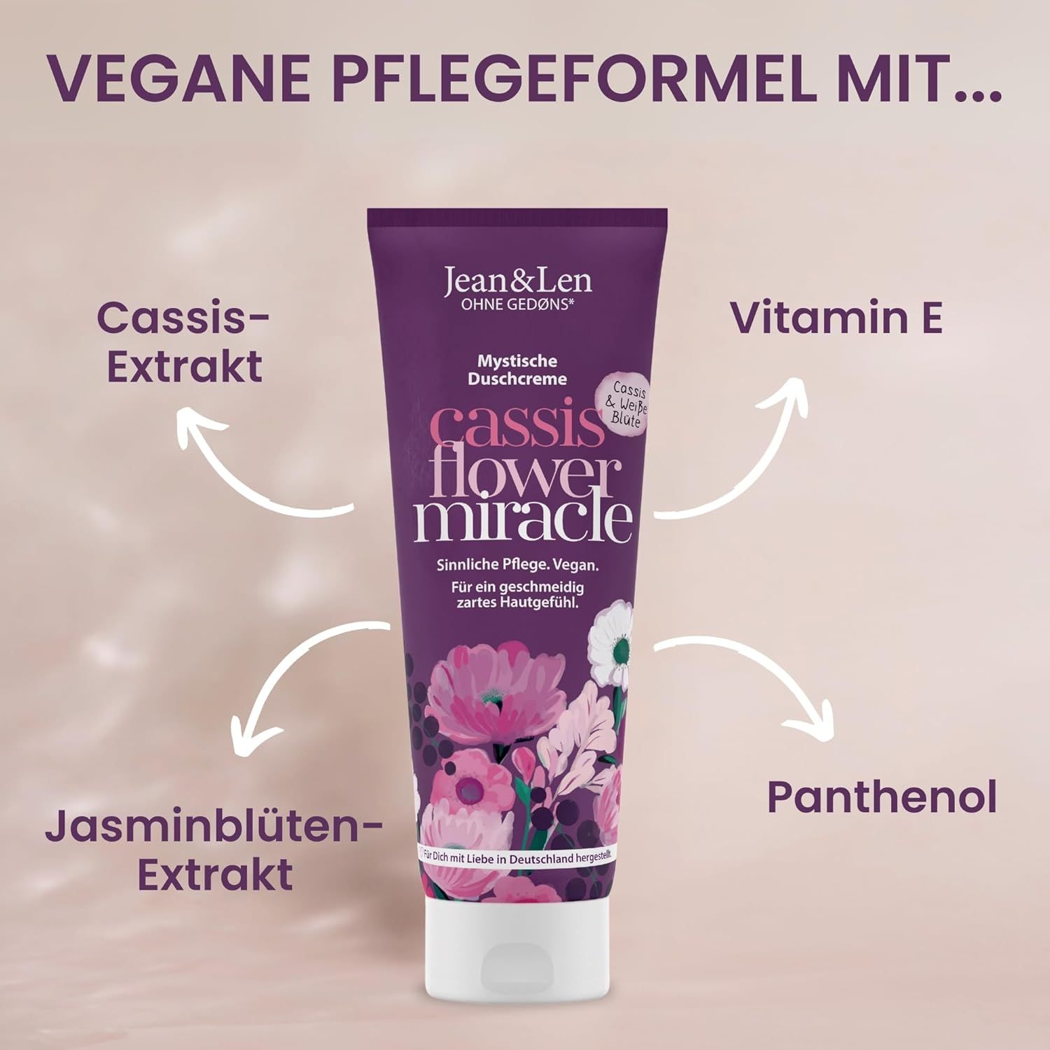 Jean & Len Mystische Duschcreme Cassis & Weiße Blüte