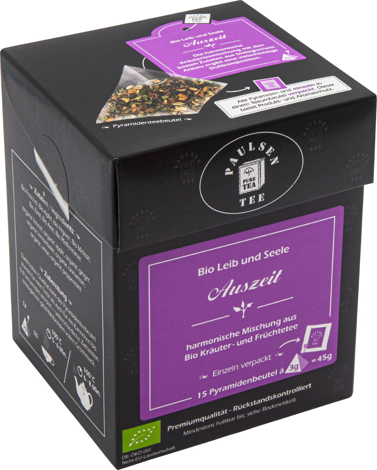 Paulsen Geschenkkarton mit 3 Schachteln aus dem Bio Kräuter- und Bio Früchteteesortiment