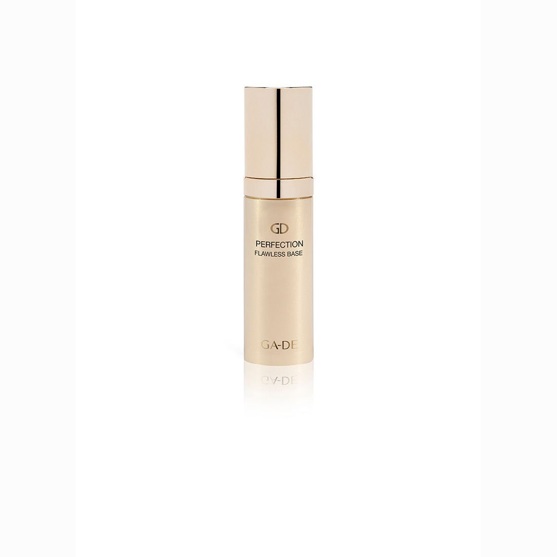 Ga-De Perfection Flawless Base. Goldfarbene Flasche mit goldfarbenem Deckel. Schriftzug und Logo.