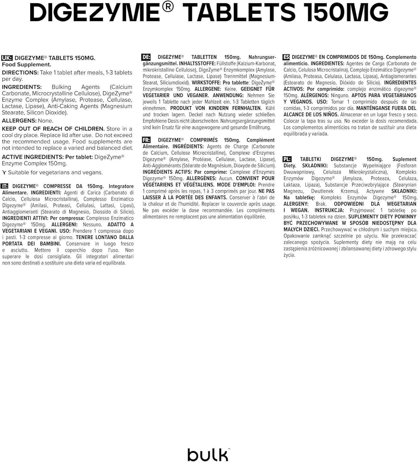 Bulk Dige Zyme Tabletten