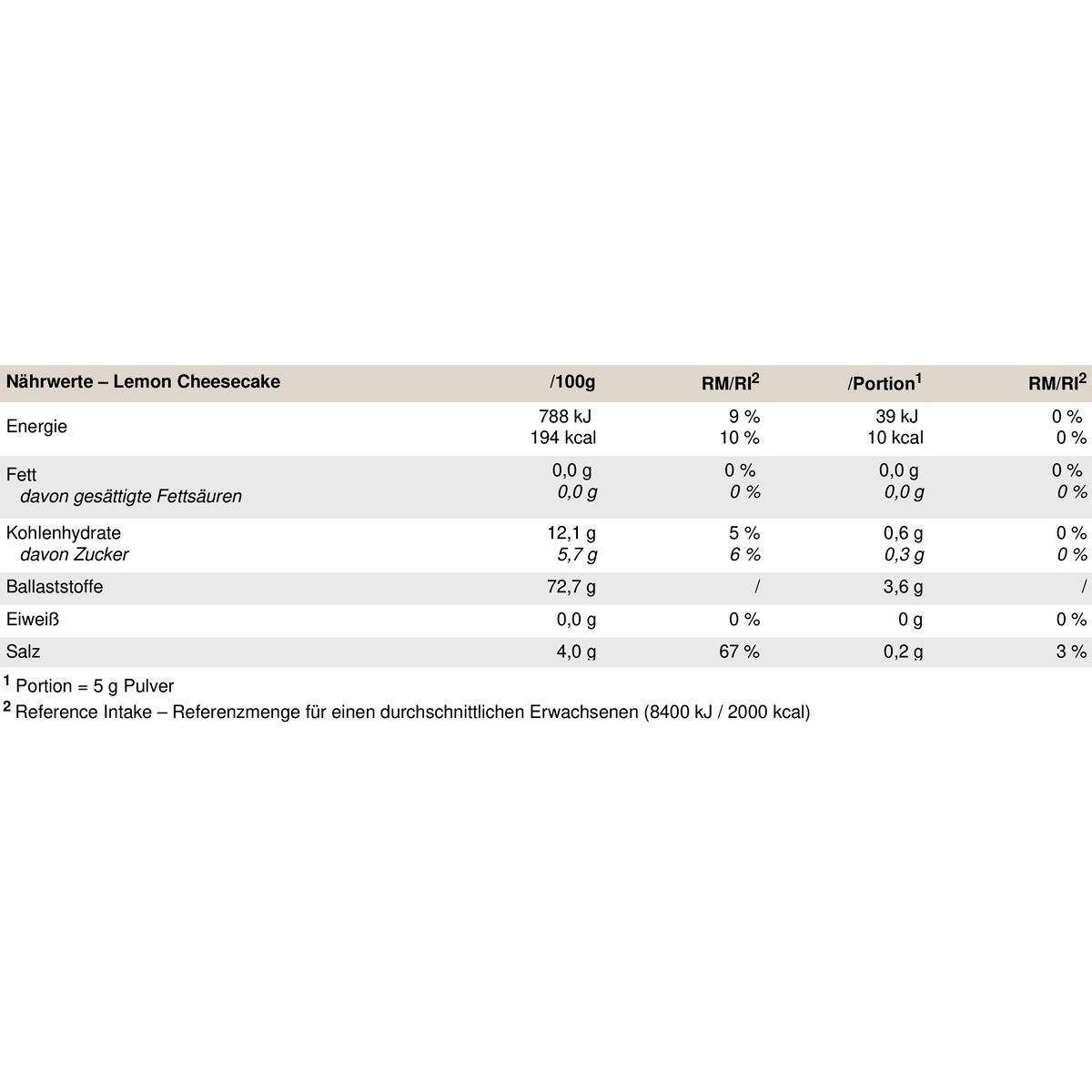 Peak Yummy Flav Powder - Geschmack Lemon Cheesecake 0,25 kg Pulver