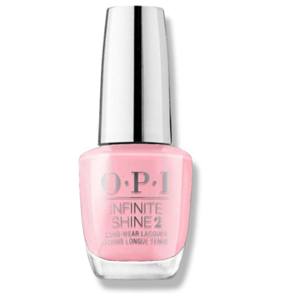 OPI Nagellacke Infinite Shine 2. Rosa Nagellackflasche mit silbernem Deckel. Produktname und Logo deutlich sichtbar.