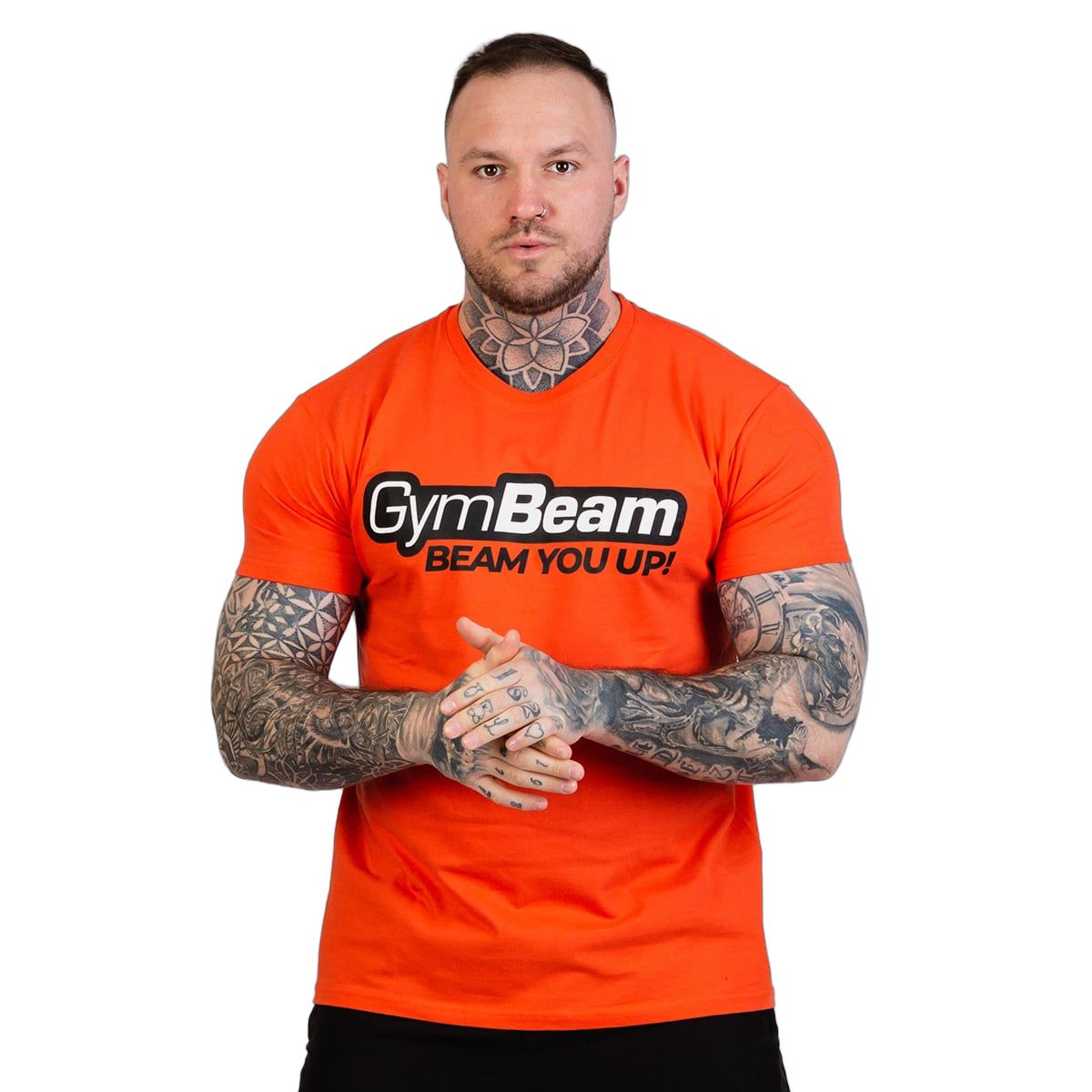 GymBeam T-Shirt Herren regular Kurzarm aus Baumwolle in Orange 1 St