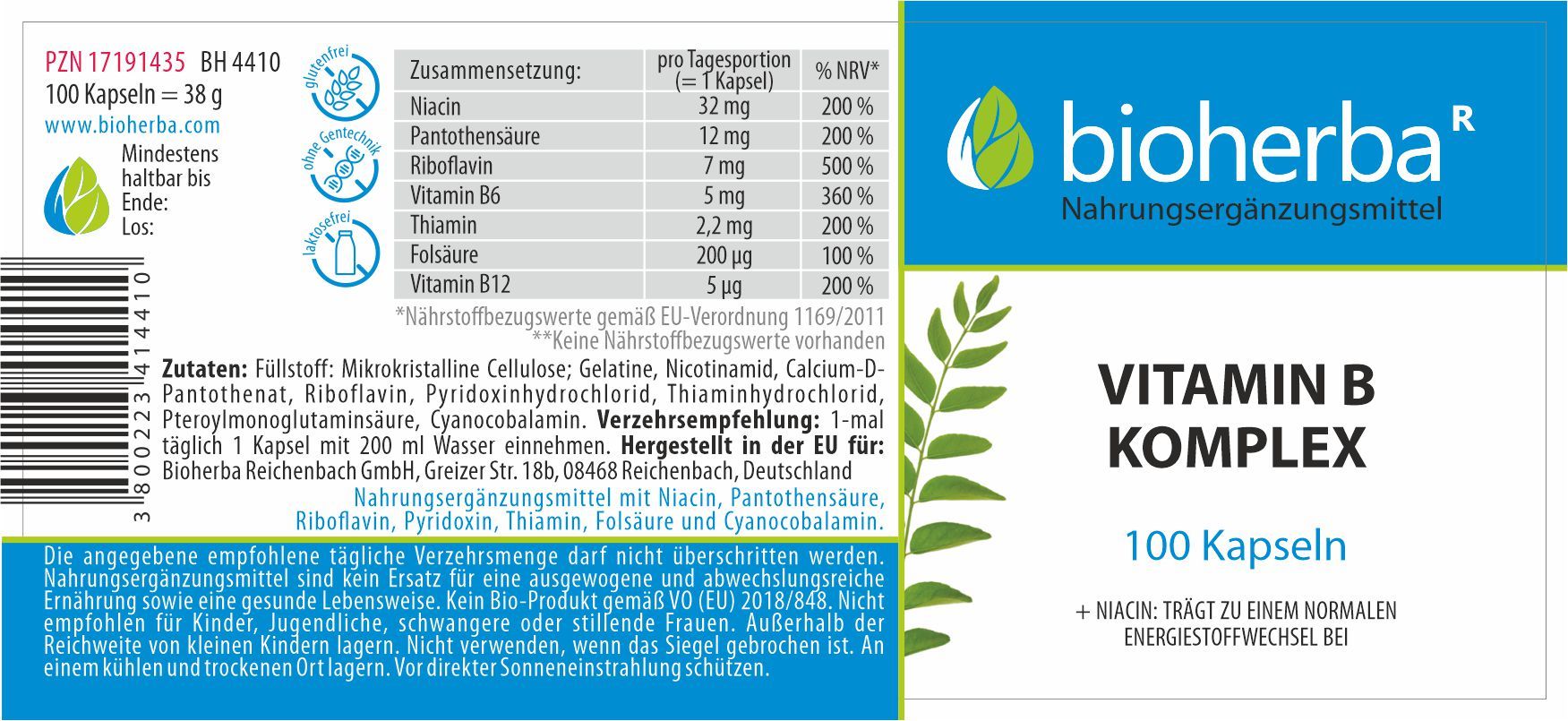 Bioherba Vitamin B Komplex 100 Kapseln