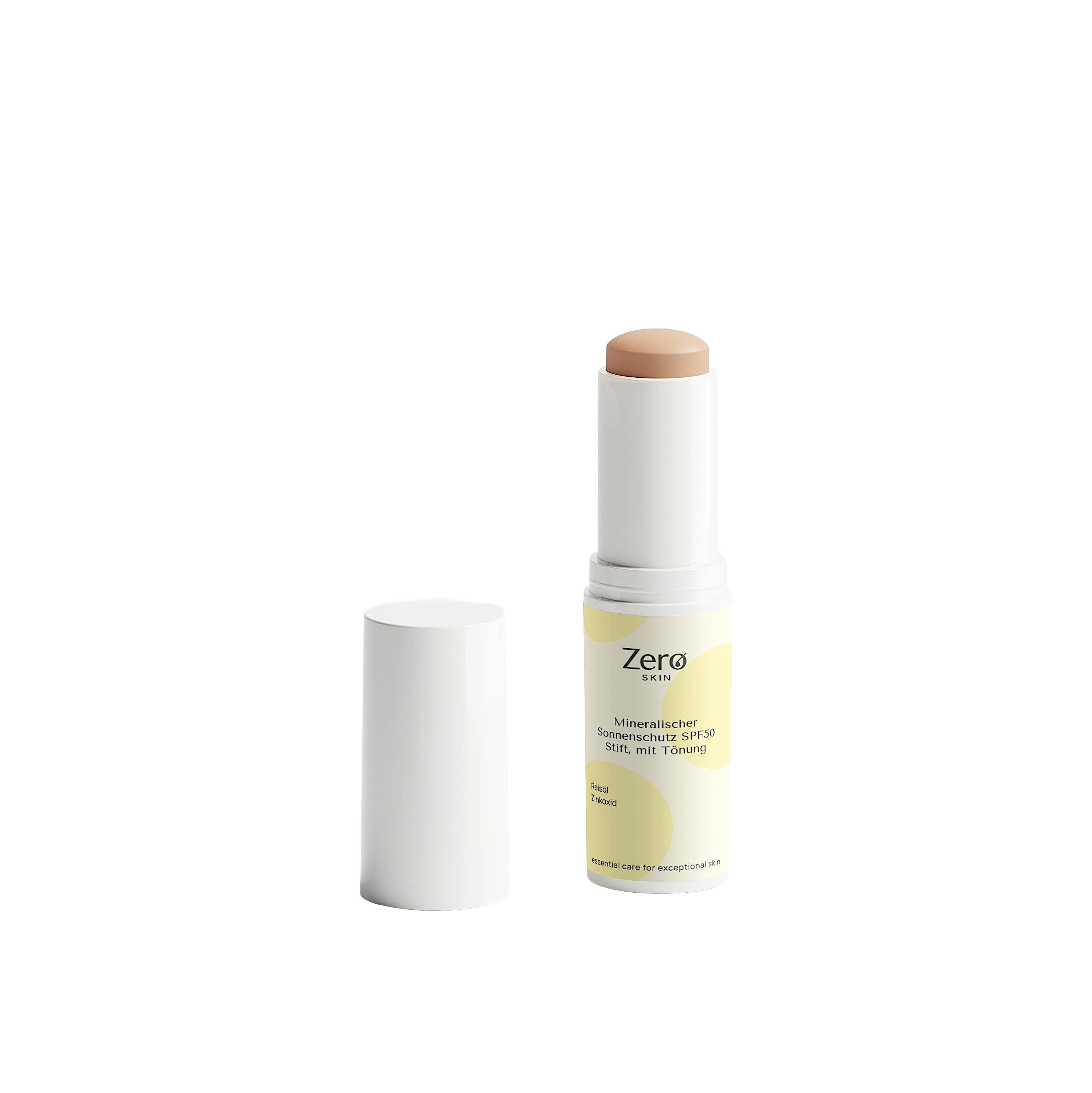 Zero Skin Mineralischer Sonnenschutz Stick, mit Tönung SPF50, mit Bio Ölen für alle Hauttypen