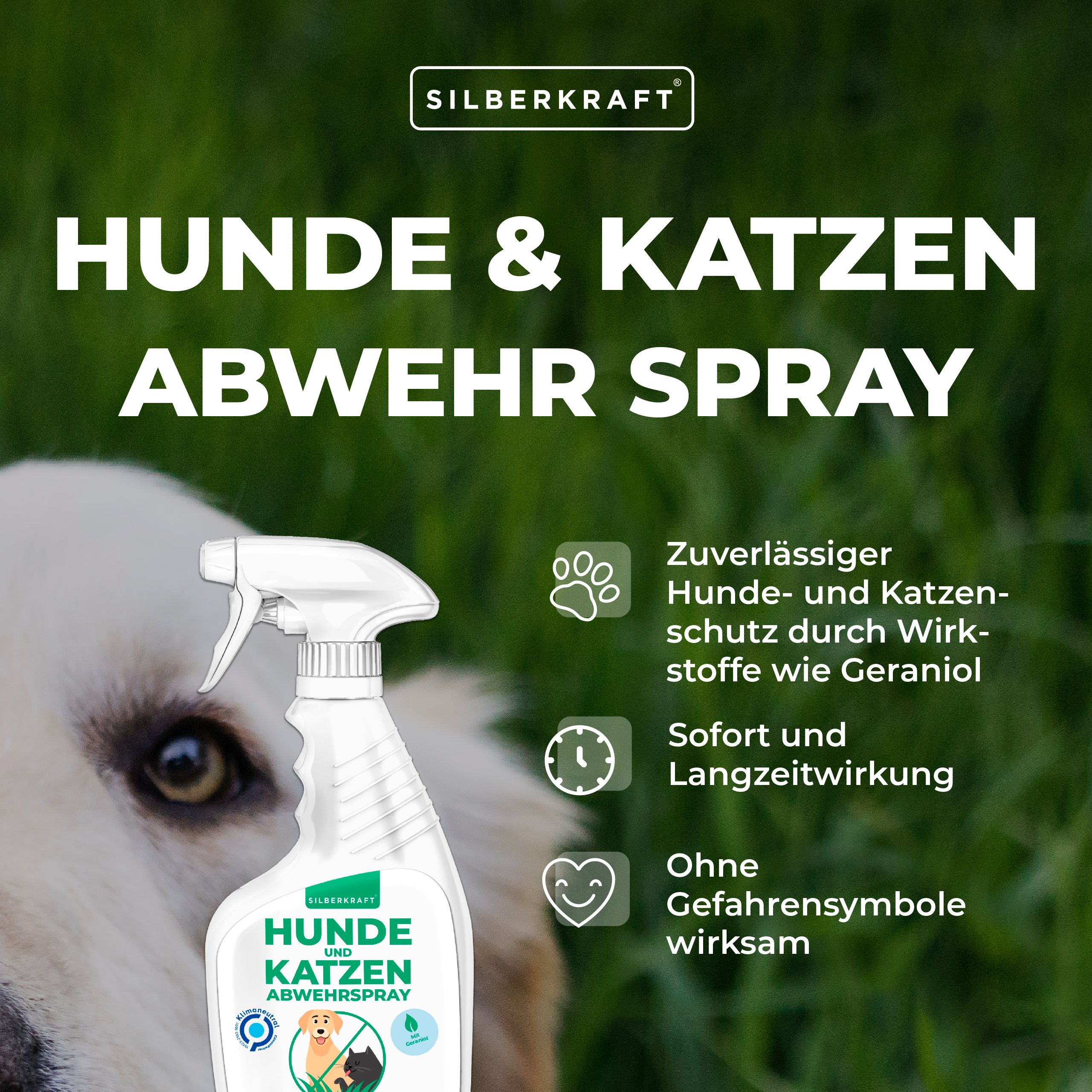 Silberkraft Hunde & Katzenabwehrspray 4x500 ml Spray