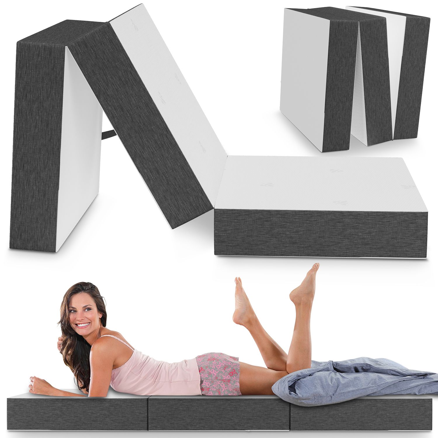 SINWEEK Faltmatratze Aus Memory Foam – 10,2 Cm Dick | Klappbares Gästebett Mit Kühlendem Bezug & Wasserdichtem Innenfutter