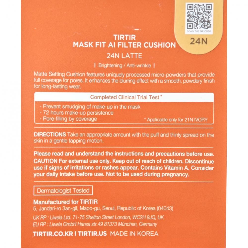 Tirtir Mask Fit AI Filter Cushion, Farbton 24N Latte. Für Aufhellung und gegen Falten.