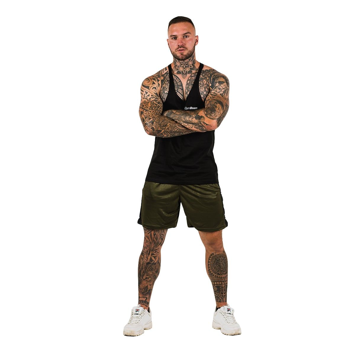 GymBeam Tanktop Herren Stringer Regular Fit aus Baumwolle und Polyester in Schwarz