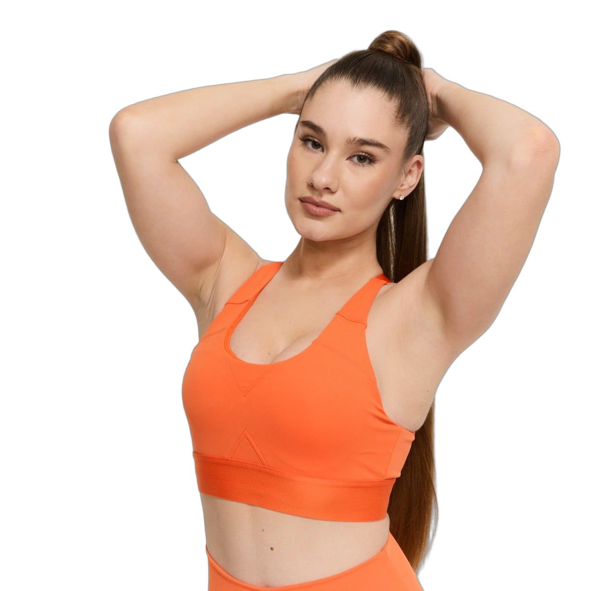 GymBeam Sport-BH Damen mit gekreuzten Trägern und Pads Limitless Orange
