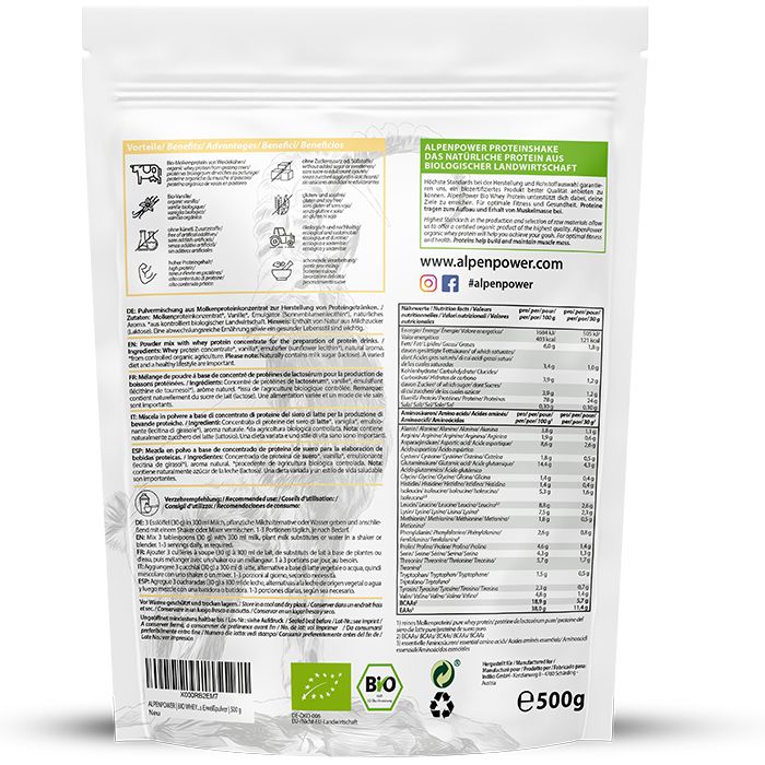 AlpenPower Bio Whey Protein- Vanille
