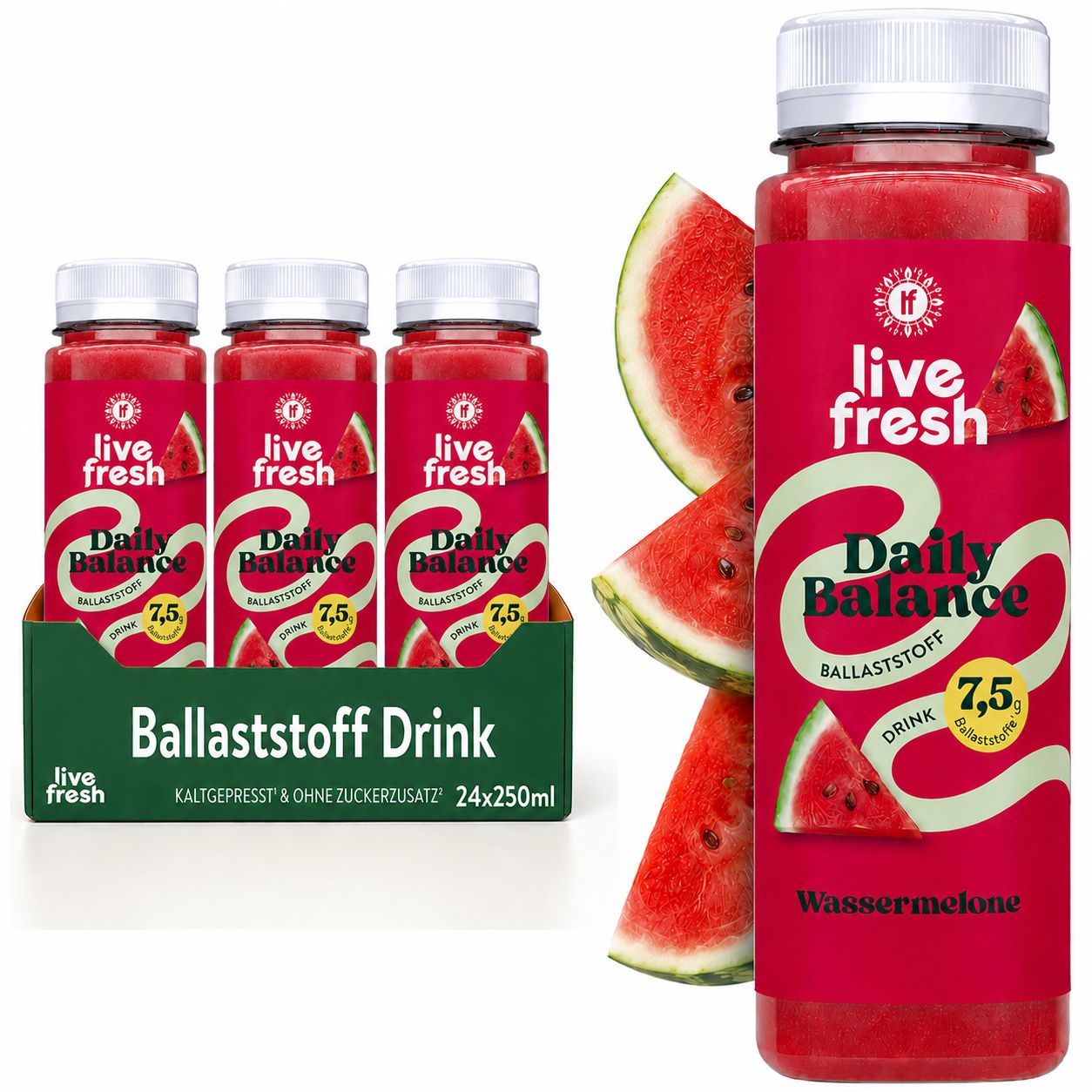 LiveFresh Ballaststoff Drink – Wassermelone 24x250 ml Getränk
