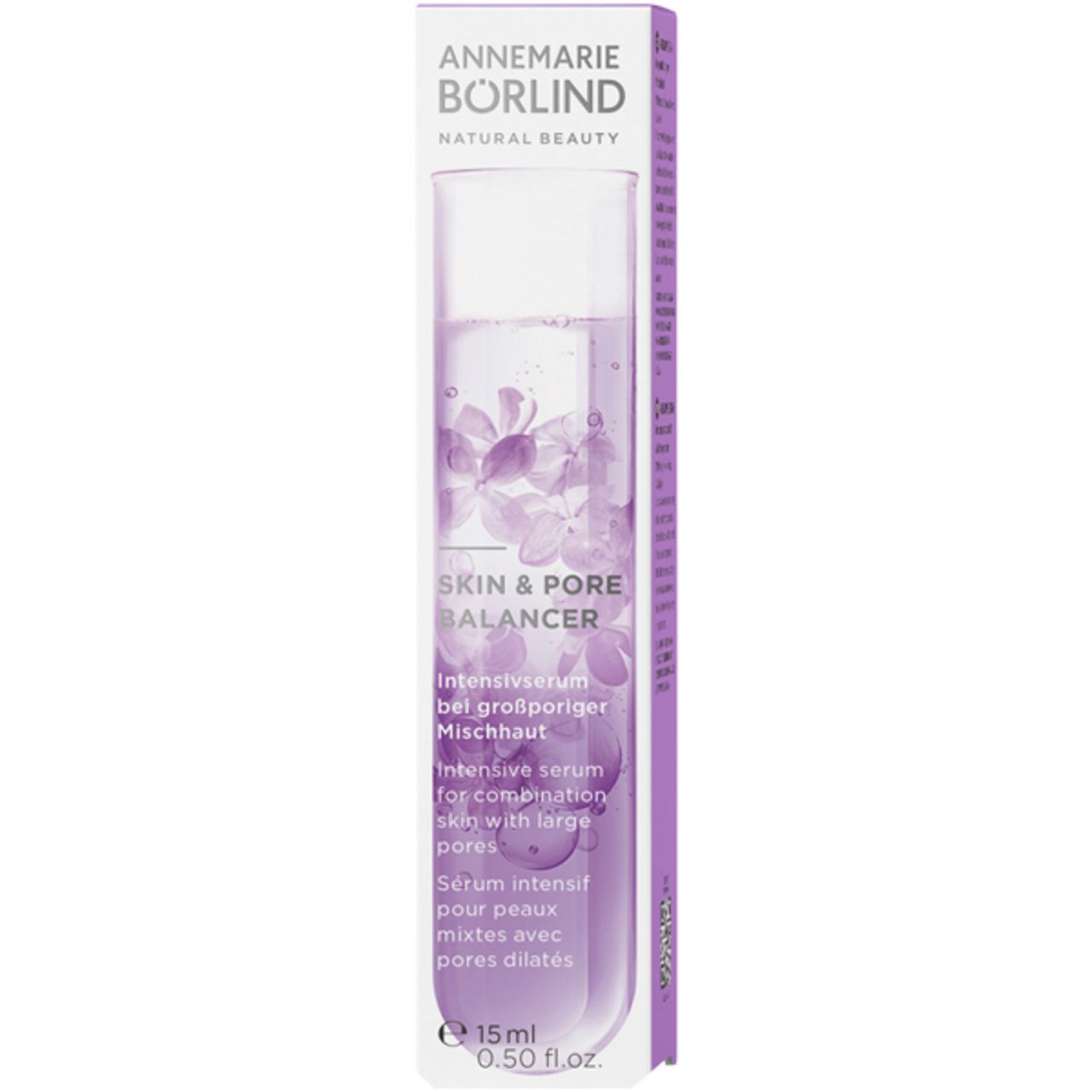 Produktverpackung mit Serumflasche. Aufschrift: SKIN & PORE BALANCER. Marke: ANNEMARIE BÖRLIND.
