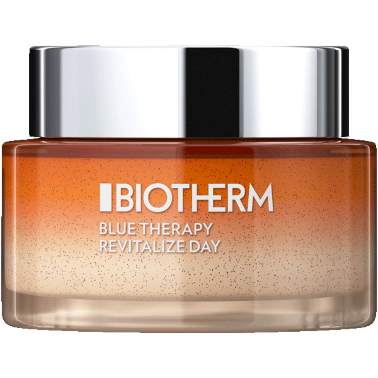 BIOTHERM Blue Therapy Revitalize Day Creme. Glasbehälter mit silbernem Deckel.