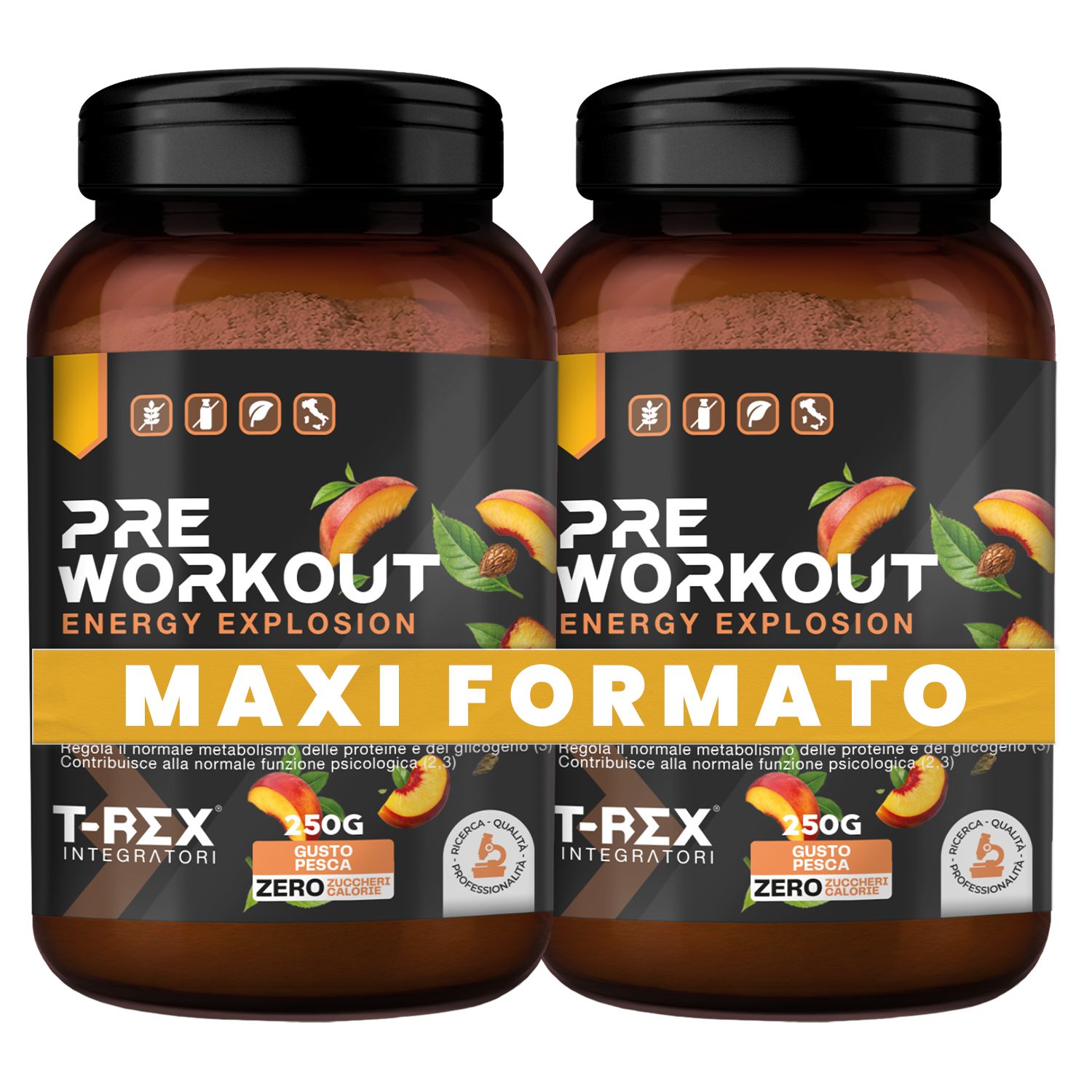 T-Rex Integratori Pre Workout Pesca Polvere Integratore Sportivo Per Prestazioni Intense