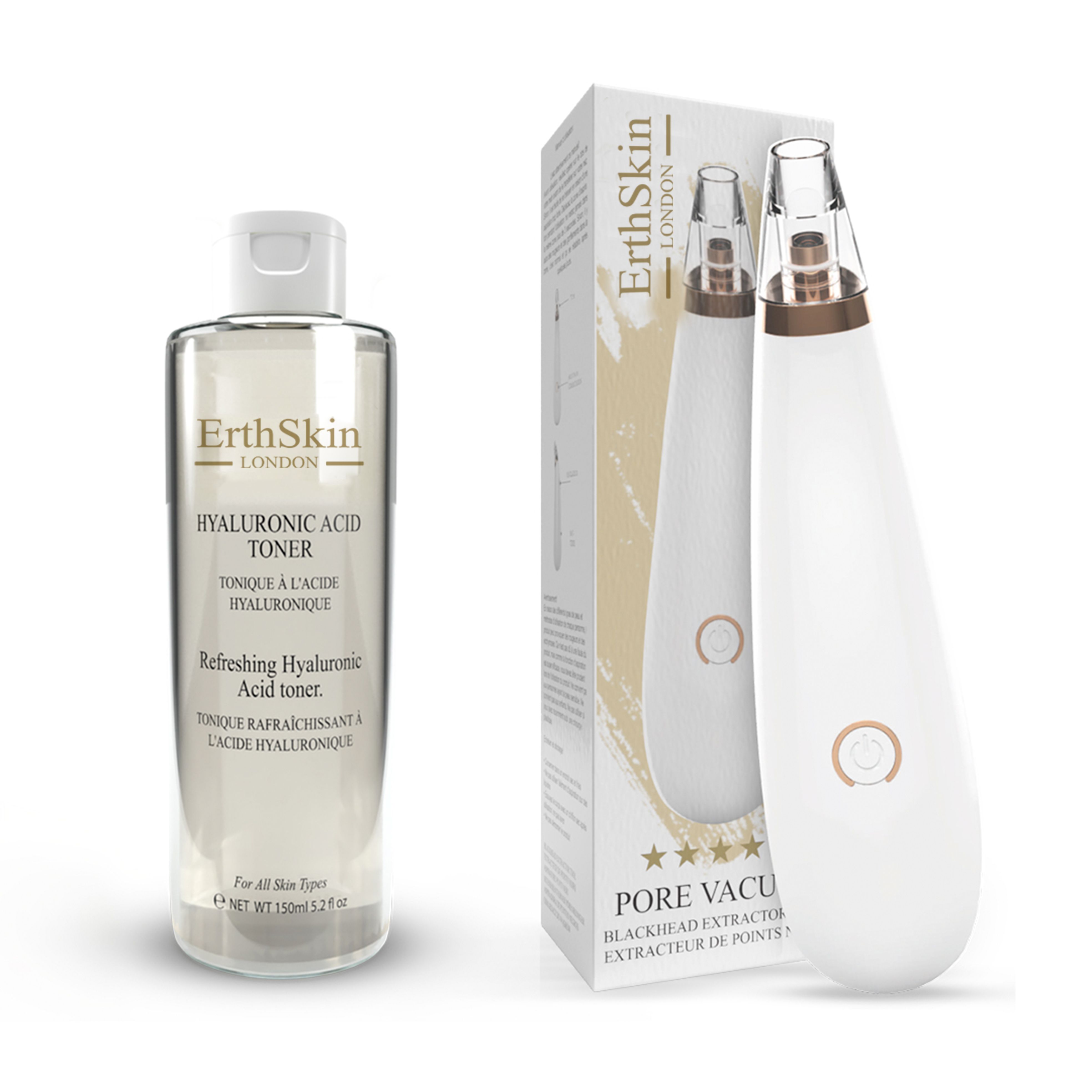 ErthSkin London Mitesser Entferner + erfrischender Hyaluronsäure Toner set