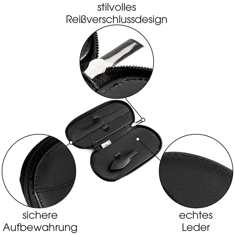 REMOS Etui "Tellus", echtes Leder, schwarz, leer