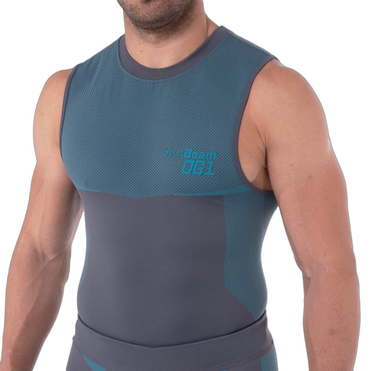 GymBeam OG1 Seamless Tank Top Herren Slim Grey/Blue