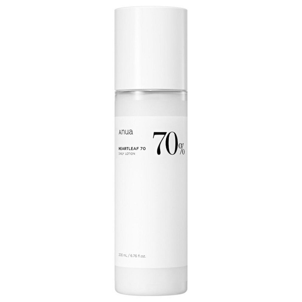 Weiße Flasche ANUA Heartleaf 70% Daily Lotion mit Pumpspender und weißem Deckel.
