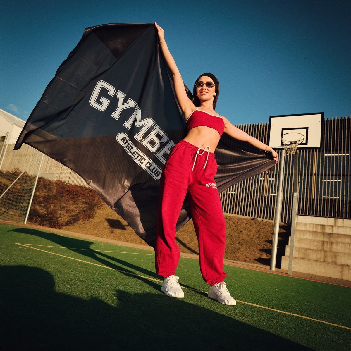 GymBeam Sport-BH Damen Varsity ohne Reißverschluss in Rot