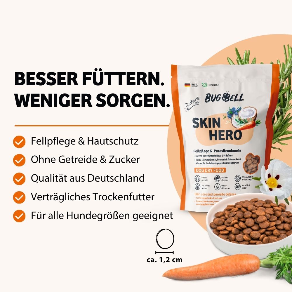 BugBell Trockenfutter SkinHero - Fellpflege & Parasitenabwehr