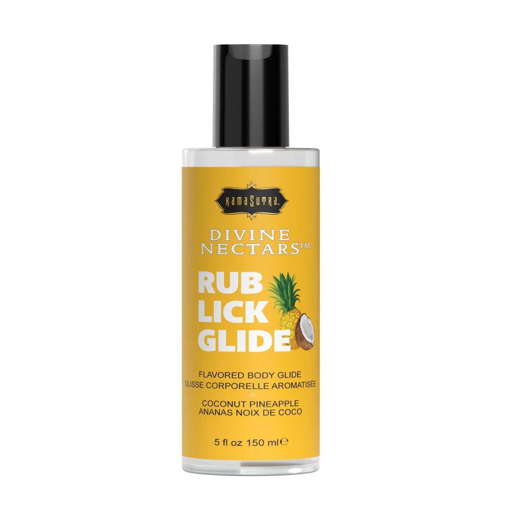 Kamasutra Divine Nectars Rub Lick Glide Kokosnuss-Ananas, 150ml Flasche.