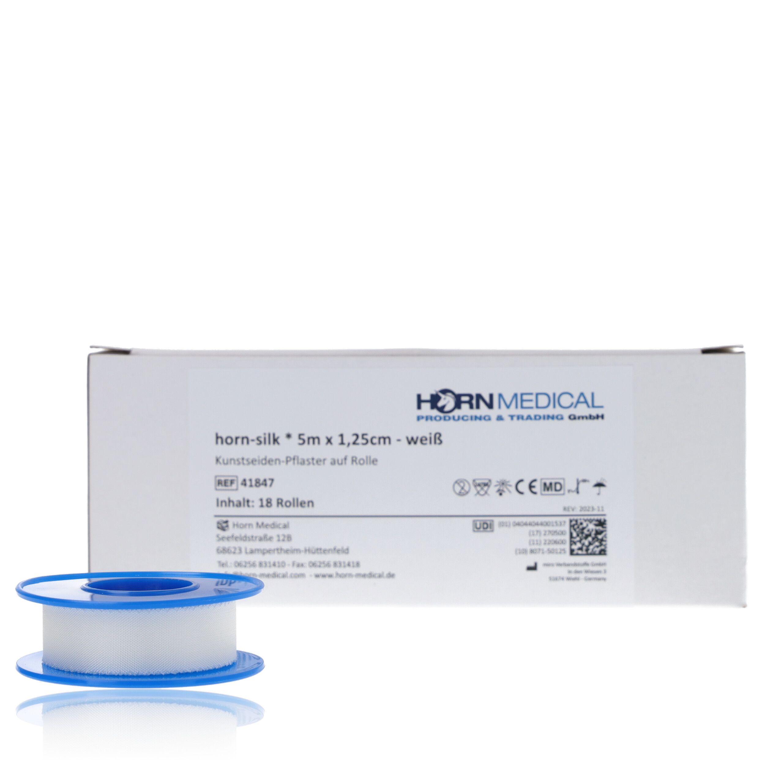 Horn Medical horn-silk 18 Rollen Fixierpflaster 1,25cm x 5m weiß