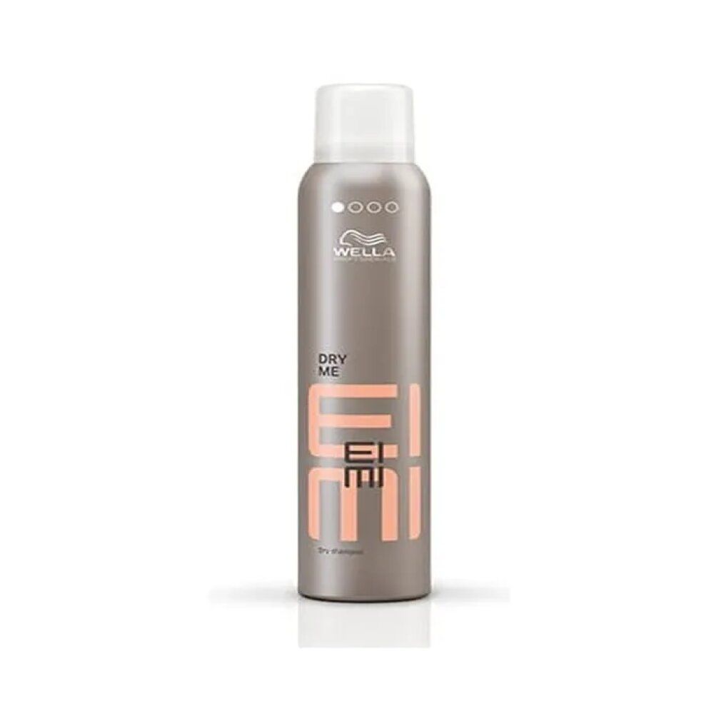 Braune Sprühflasche mit weißem Deckel. Aufschrift: DRY ME, EIMI, Wella.