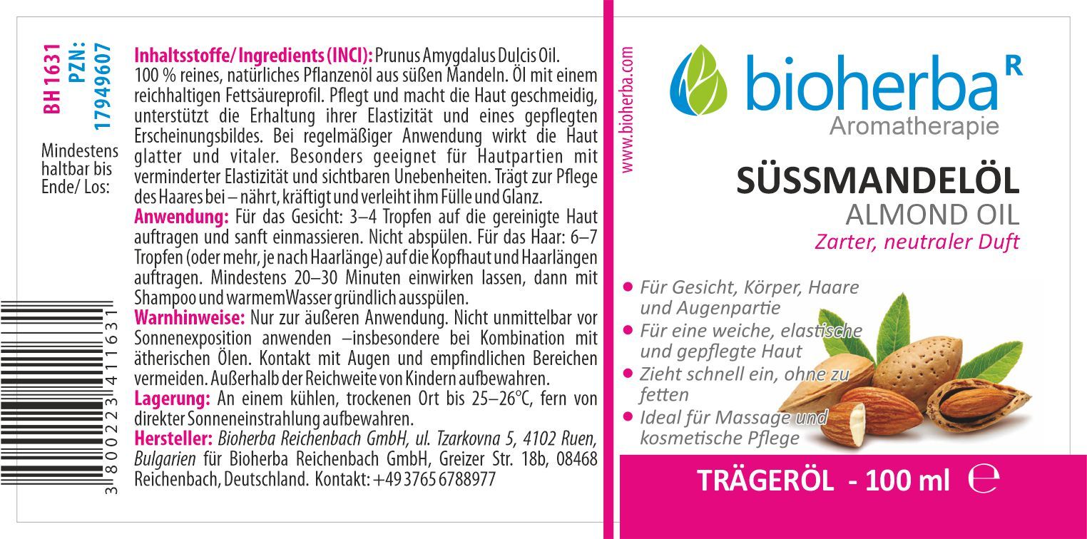 Süssmandelöl Almond Oil Zarter  Neutraler Duft 100 ml PZN 17949607