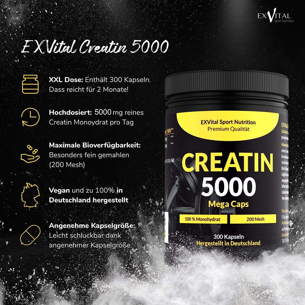 EXVital® Creatin 5000 Monohydrat mega caps 350 g Kapseln