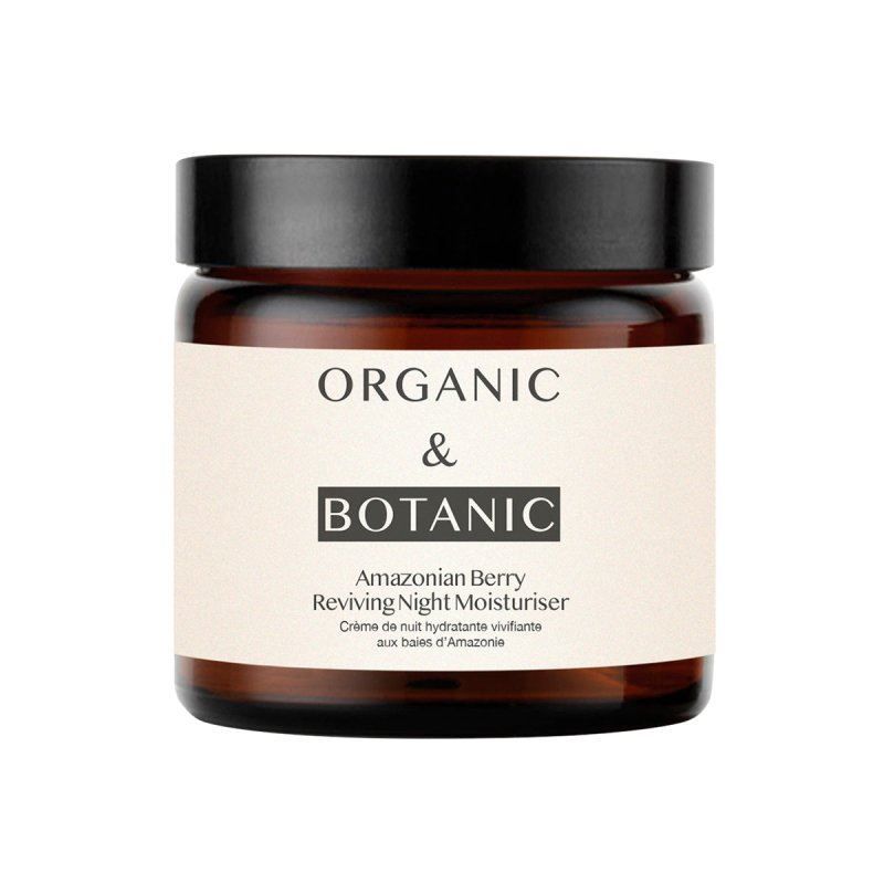 Organic & Botanic Nachtcreme mit Amazonasbeerenextrakt, Glasbehälter.