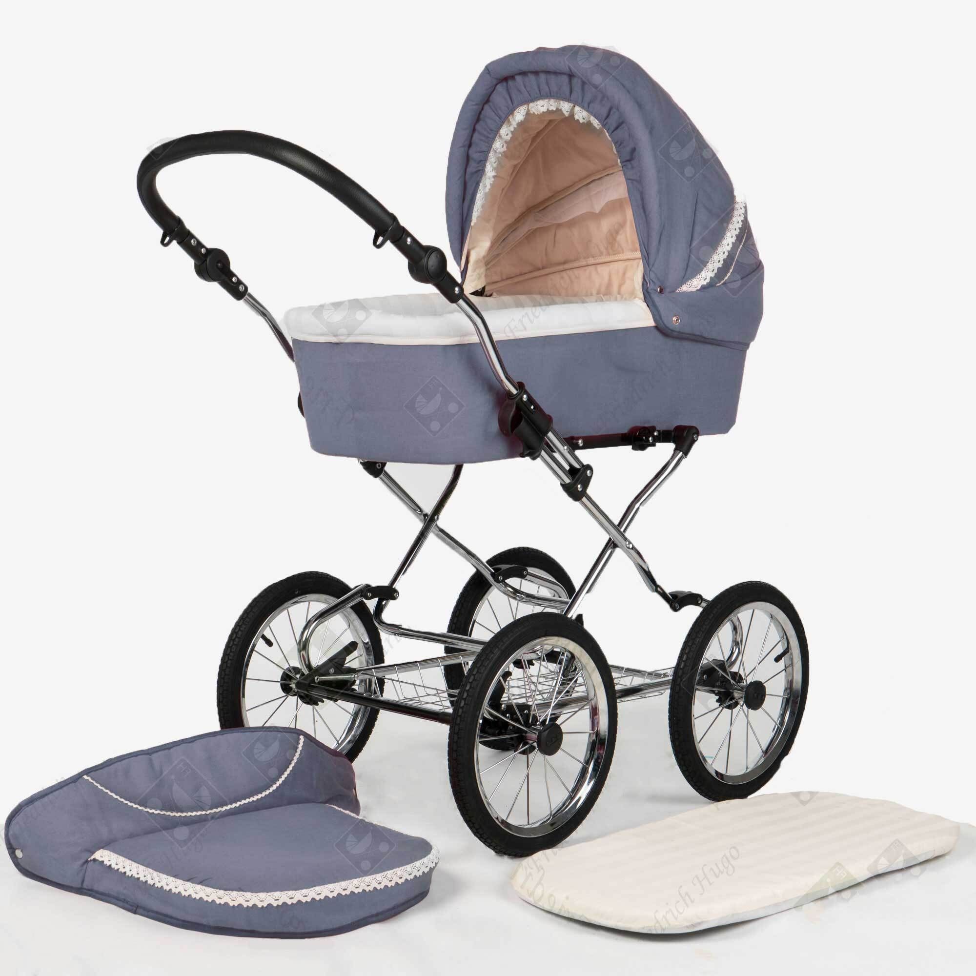 Friedrich Hugo Natureline 2 in 1 Kombikinderwagen Öko Nostalgie Kinderwagen, Harry Stone Creme