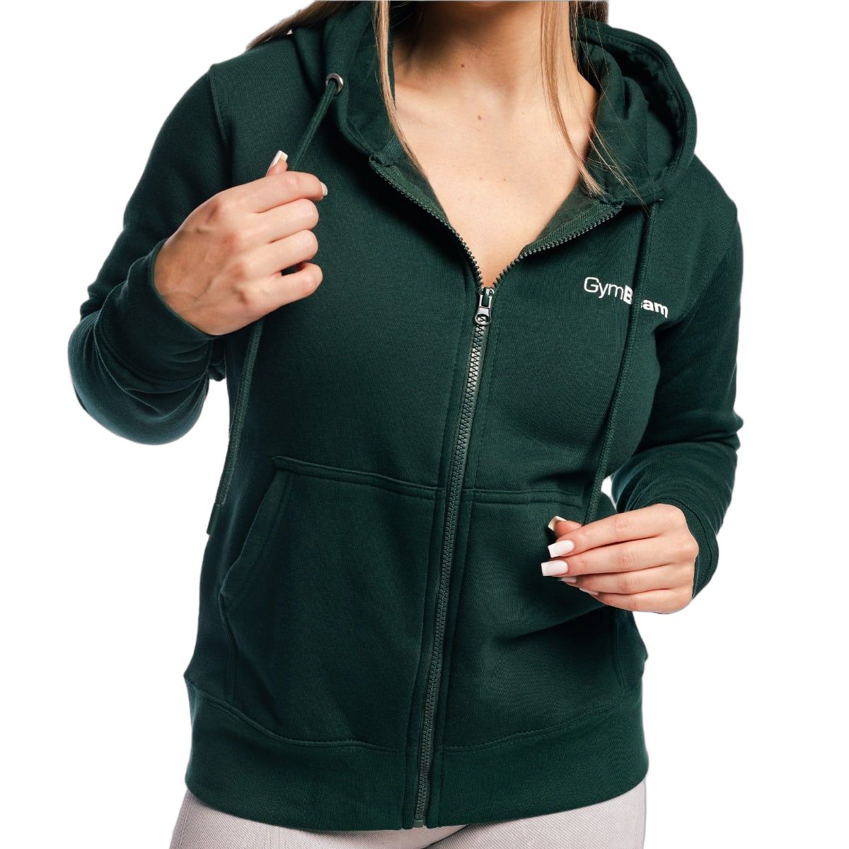 GymBeam Hoodie Damen regular mit Reißverschluss in Pine