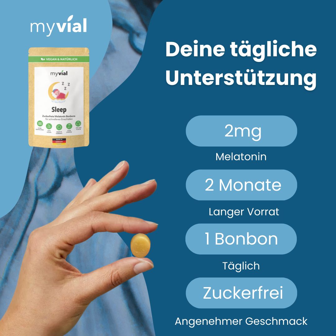 myvial® Sleep Melatonin Bonbons - zuckerfrei & vegan mit Safran & Rosenöl 60 St
