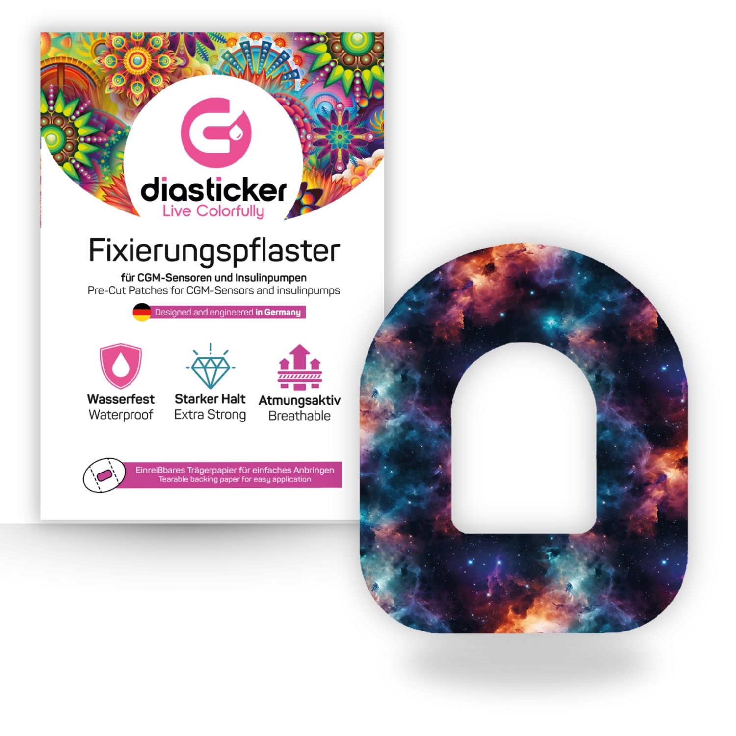 Diasticker® Omnipod Fixiertapes 'Space' 5 St