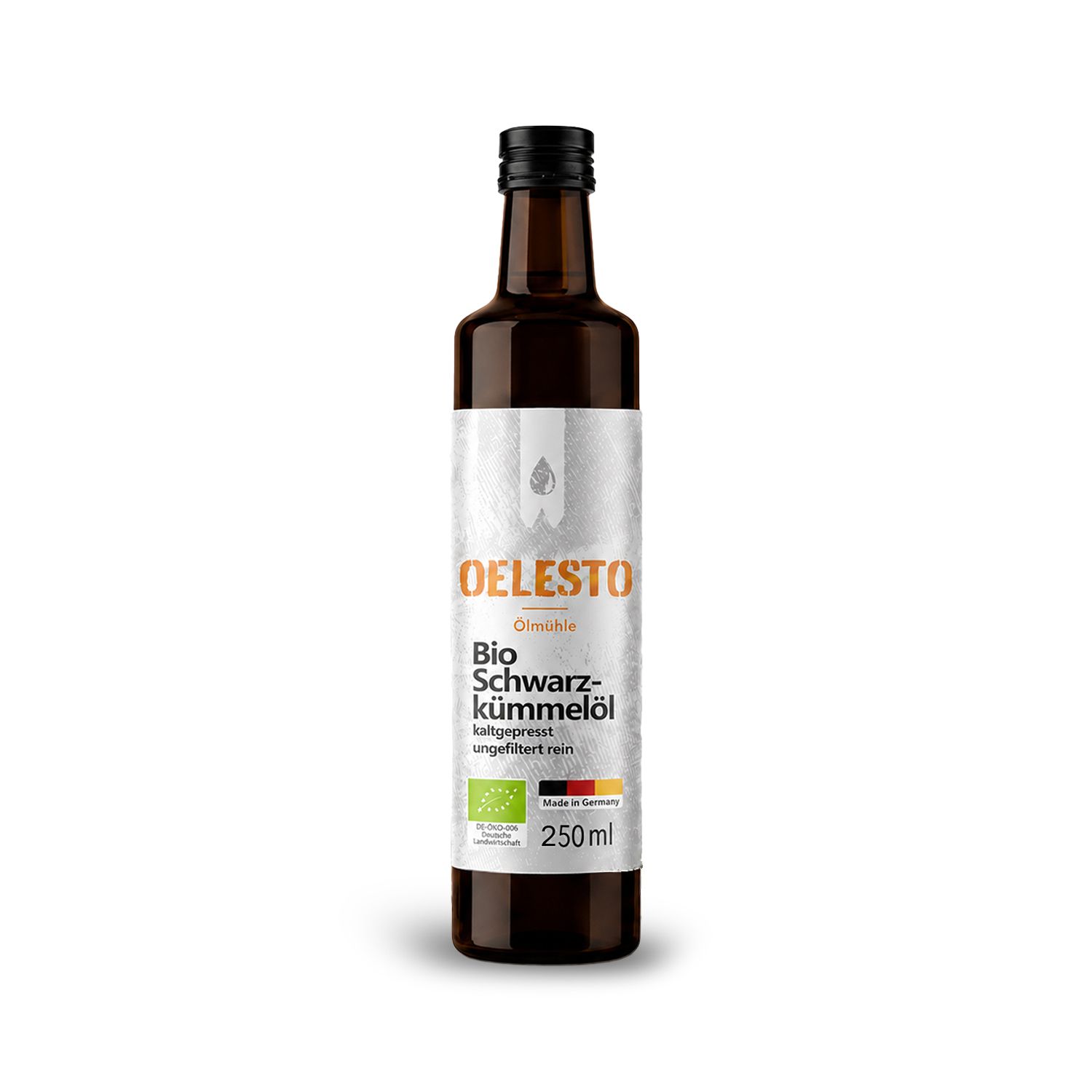 Oelesto Bio-Schwarzkümmelöl ungefiltert kaltgepresst aus ägyptischer Nigella Sativa 250 ml Öl