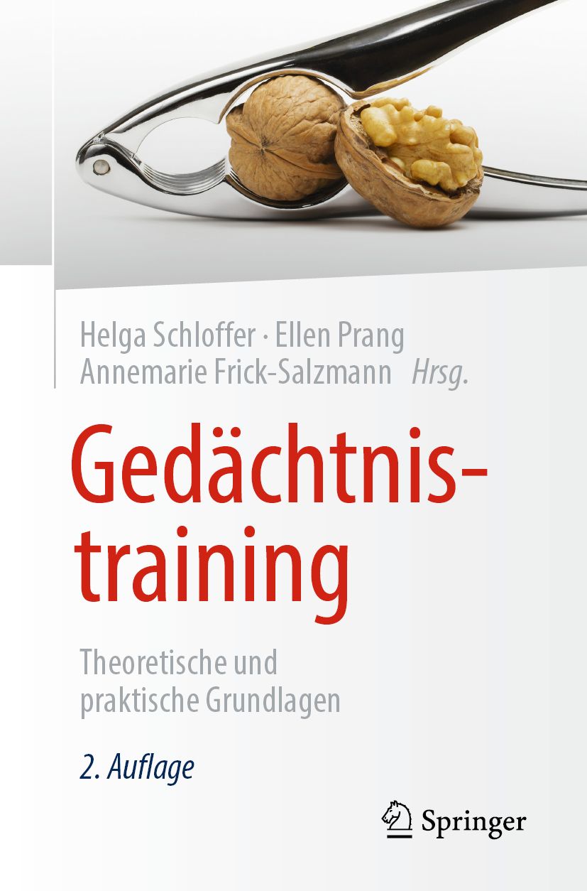 Buchcover mit Walnuss und Nussknacker. Titel: Gedächtnistraining. Autorennamen und Springer-Logo.