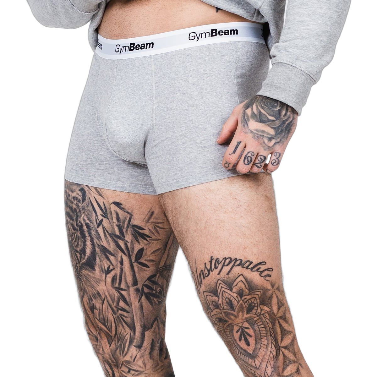 GymBeam Boxershorts Herren 3er-Pack aus Baumwolle-Elastan-Mischung in Grau 1 St