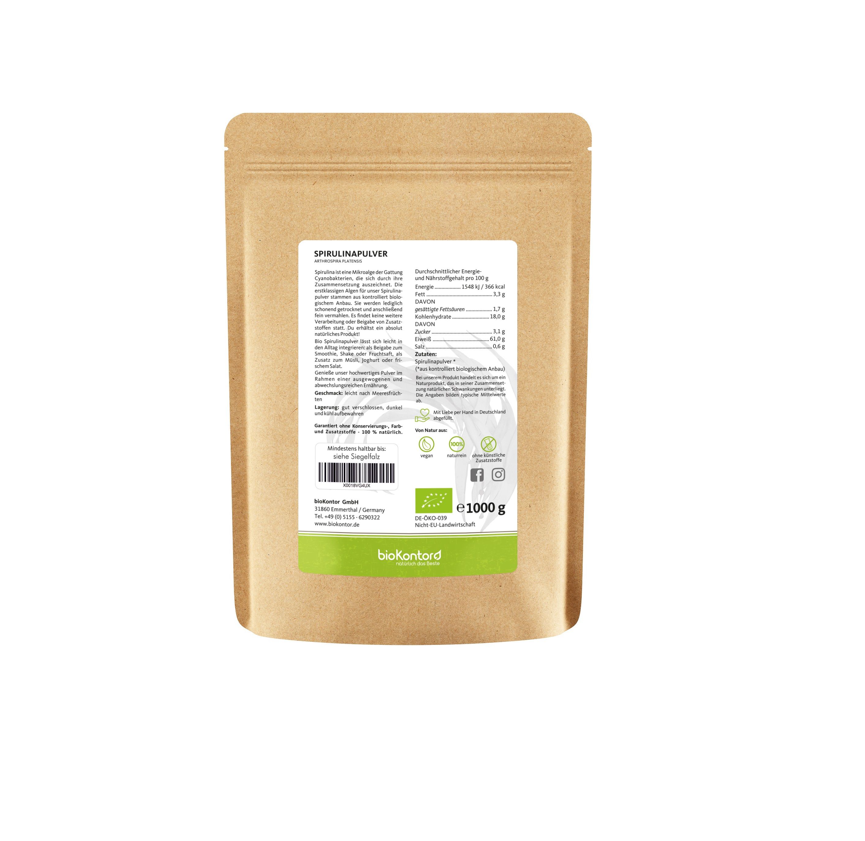 bioKontor Spirulinapulver 1000 g Pulver