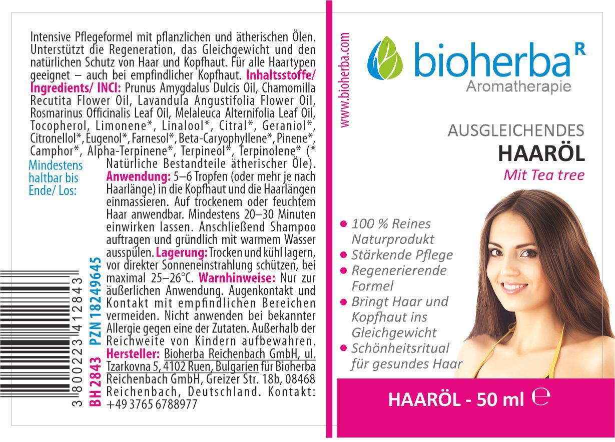 Etikett mit Produktname, Logo und Frau. Text in deutscher Sprache. Rosa Streifen mit Text. Flasche nicht sichtbar.