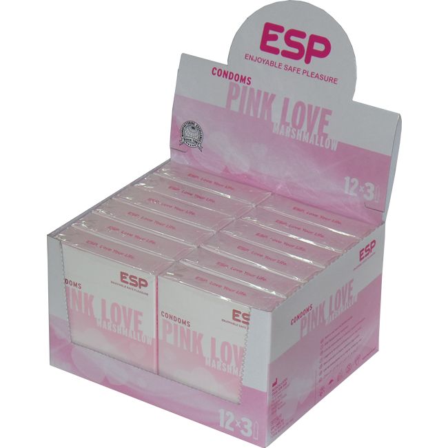 ESP Vorratsbox: *Pink Love* gerippte Kondome mit Marshmallow-Aroma