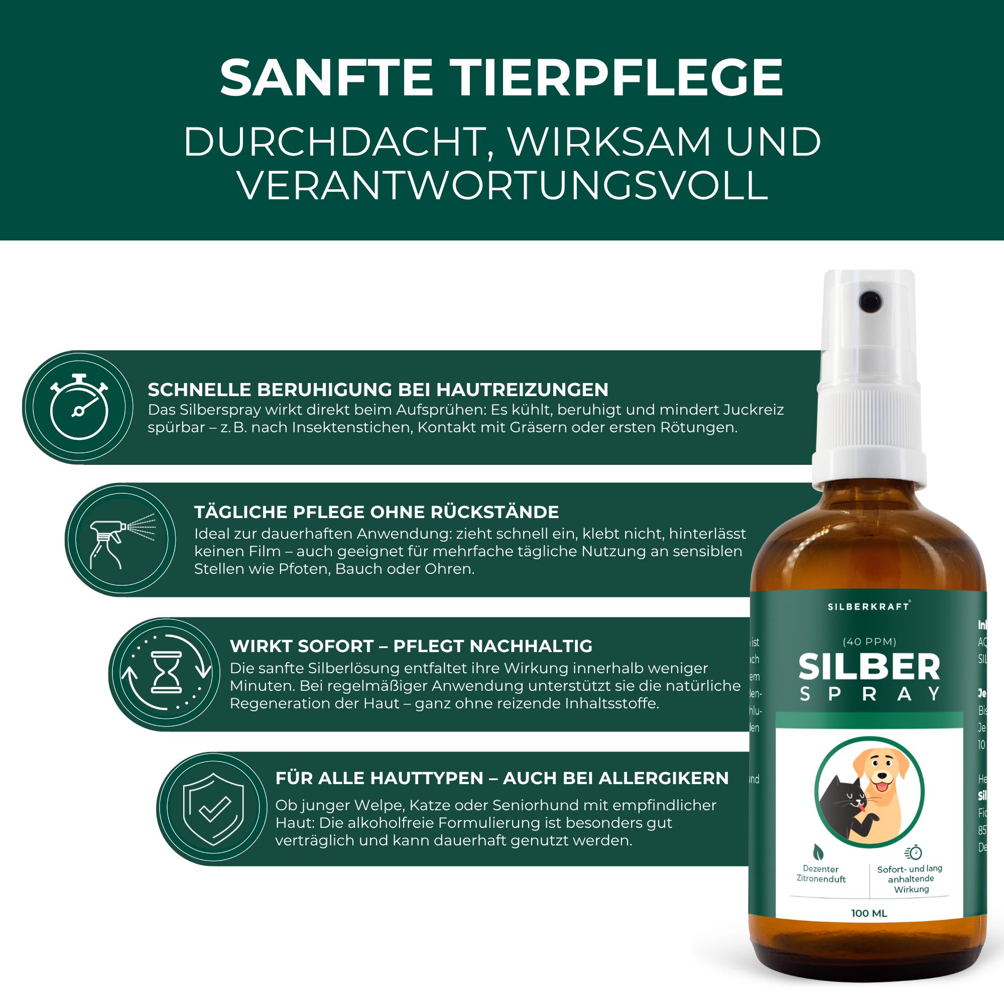 SILBERKRAFT Kolloidales Silberspray für Haustiere