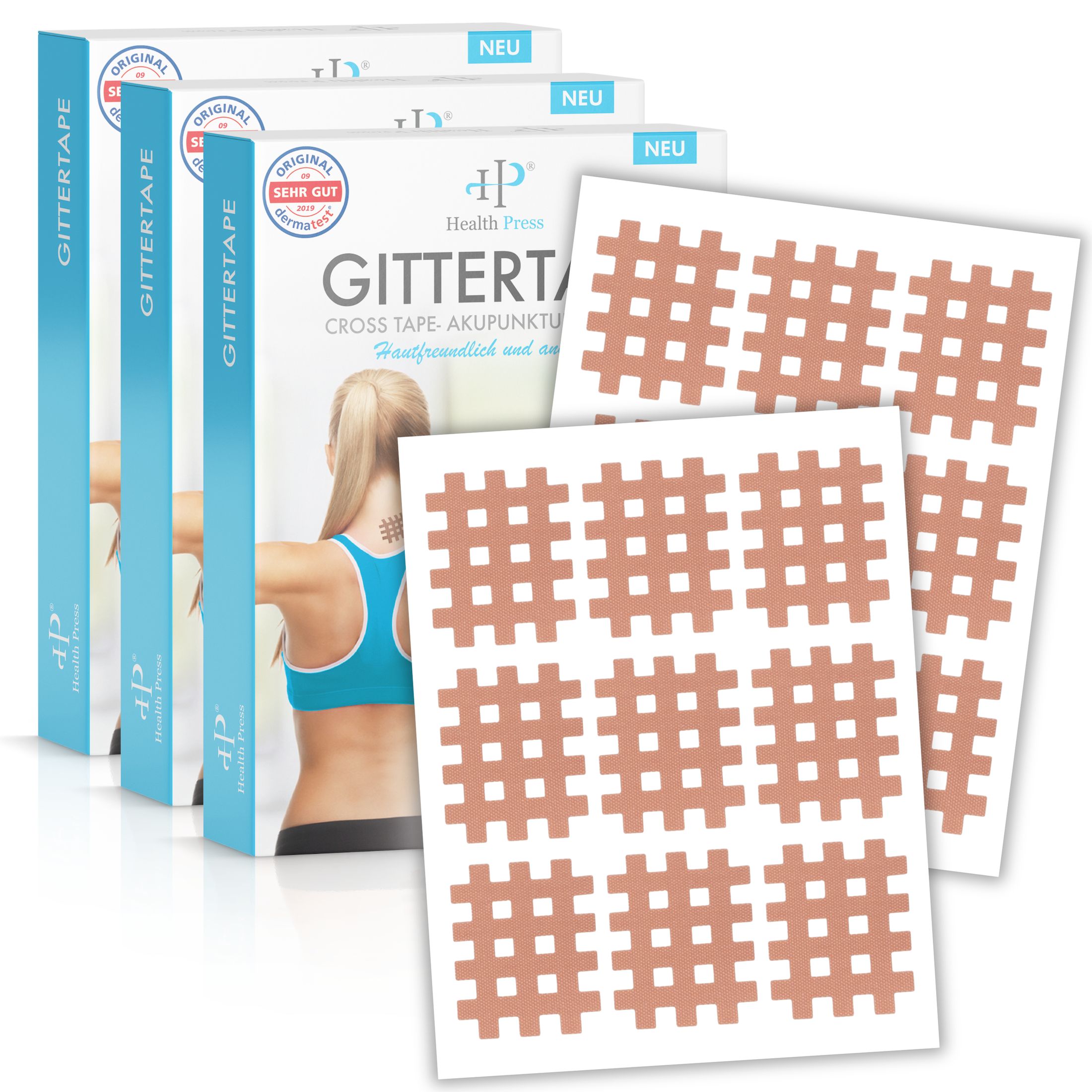 Health Press Gittertape Typ A 3er Set – Crosstape & Gitterpflaster