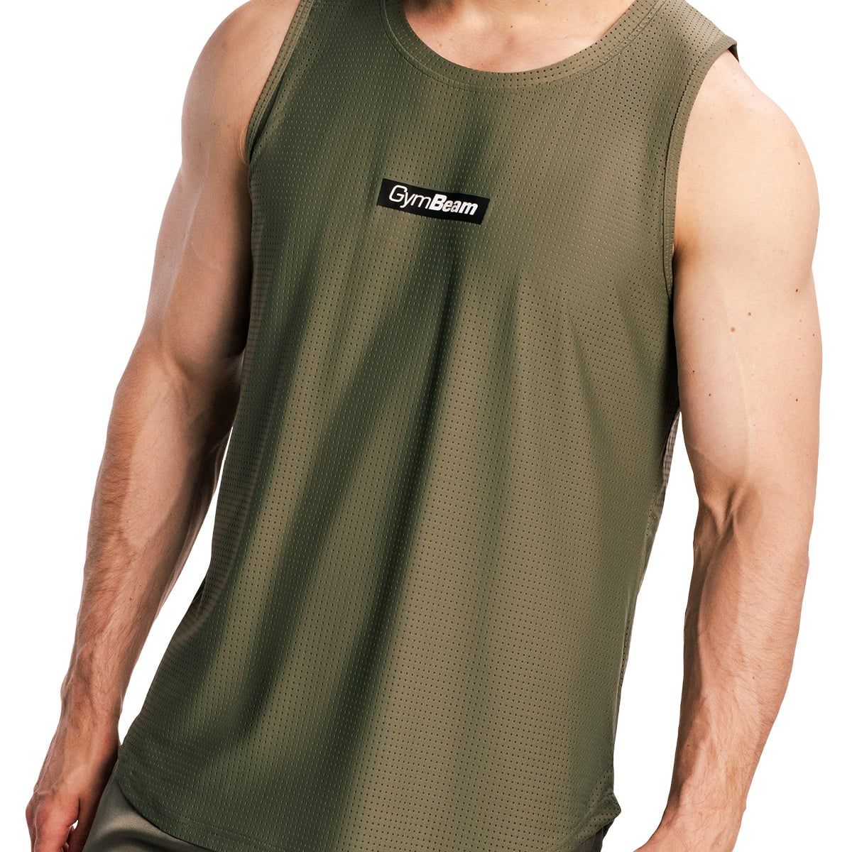 GymBeam Tanktop Herren regular ärmellos Combat in Olivgrau